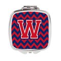 Carolines Treasures Letter W Chevron Yale Blue and Crimson Compact Mirror CJ1054-WSCM